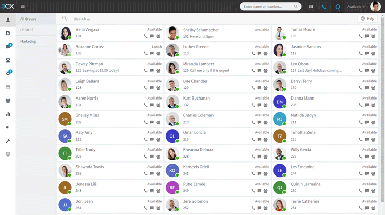 A screenshot of 3CX's Dashboard, a VoIP tool